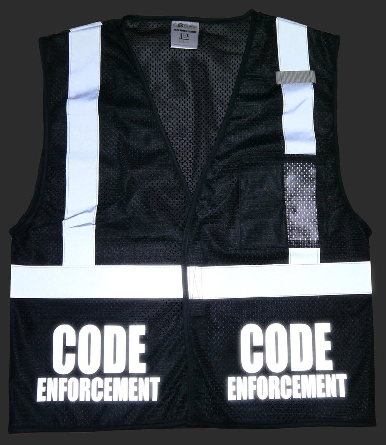 Code Enforcement Safety Vest Black REFLECTIVE Design High Etsy