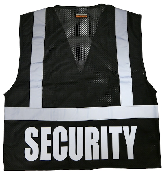 REFLECTIVE SECURITY BLACK HI VIS VEST HI VIZ WORKWEAR DOORMAN STAFF