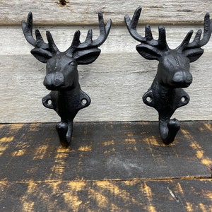 D.M.T.C. Cast Iron Moose / Deer Hook Black (Lot of 2)