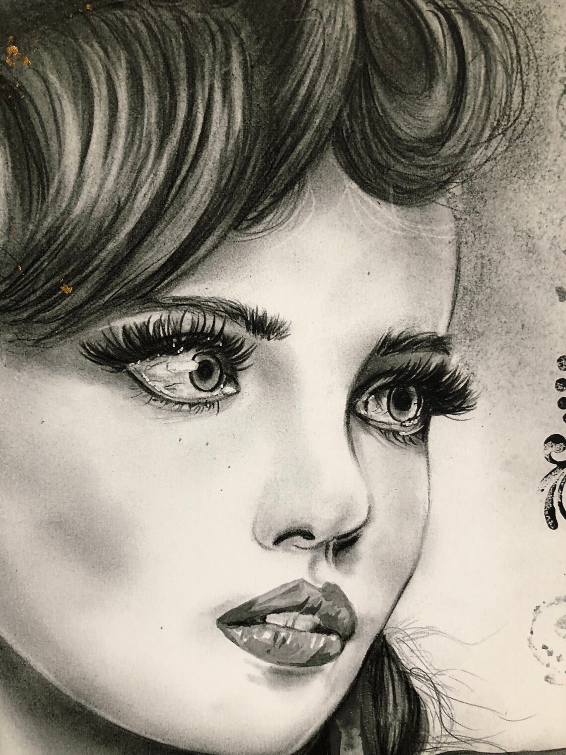 Woman Hollywood Glamour / Art Print / Black and White / Female Etsy