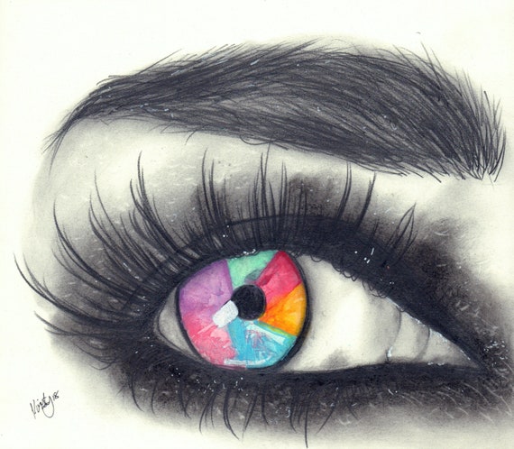 Original Hand Drawn Glamour Eye Art Print Girls Bedroom Watercolour Teenager Bedroom Gift Eyelashes Pretty