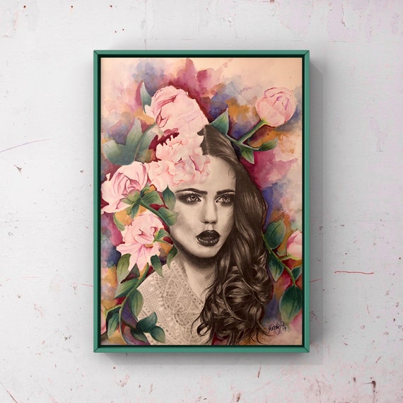 Download Woman Floral Wall Art Flower Head Flowers Woman S Etsy