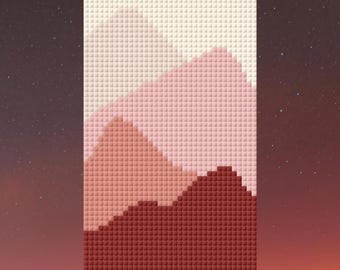 Mönster med bergsgräns | Design med lager på lager av berg | Direkt nedladdning | Nålstickningsdiagram | Bagageetikett och heminredning