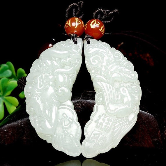 Nephrite Dragon Phoenix Pendant A Pair White Jade Couple - Jade Dragon Phoenix Pendant Meaning Nephrite Dragon Phoenix Pendant A Pair White Jade Couple - Jade Dragon Phoenix Pendant Meaning