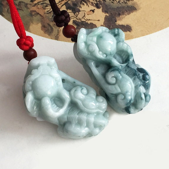 Round Pixiu Chinese Natural Jade Hand Made Carved Pendant Agate Necklace Collect