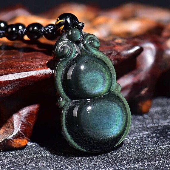 Colorful obsidian pendant gourd shape pendant necklace | Etsy