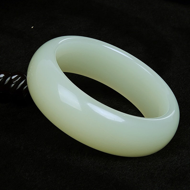 Oily white jade bangle high quality wide Afghan calcite jade | Etsy