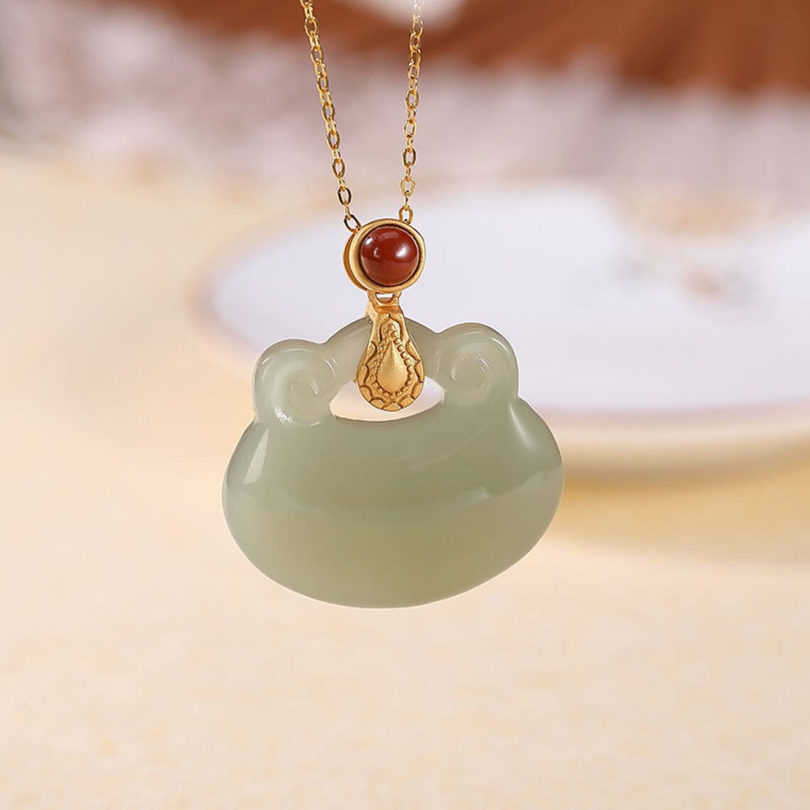 Ruyi shape jade pendant gild s925 sterling silver nephrite Etsy