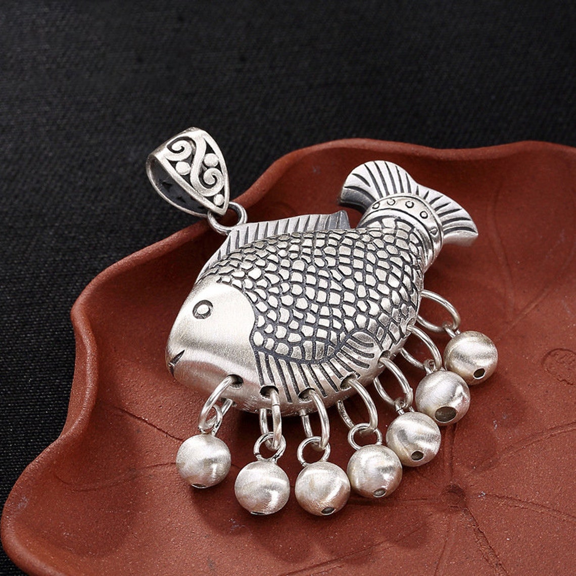 S925 Sterling Silver Chinese Style Vintage Koi Shape Pendant - Etsy