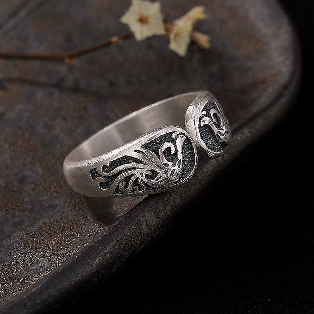 Retro Phoenix Open Ring Fine Solid S990 Pure Silver Ring - Etsy