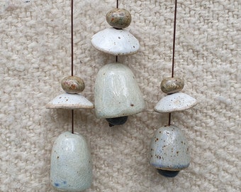 Handmade ceramic wind chime - set of three