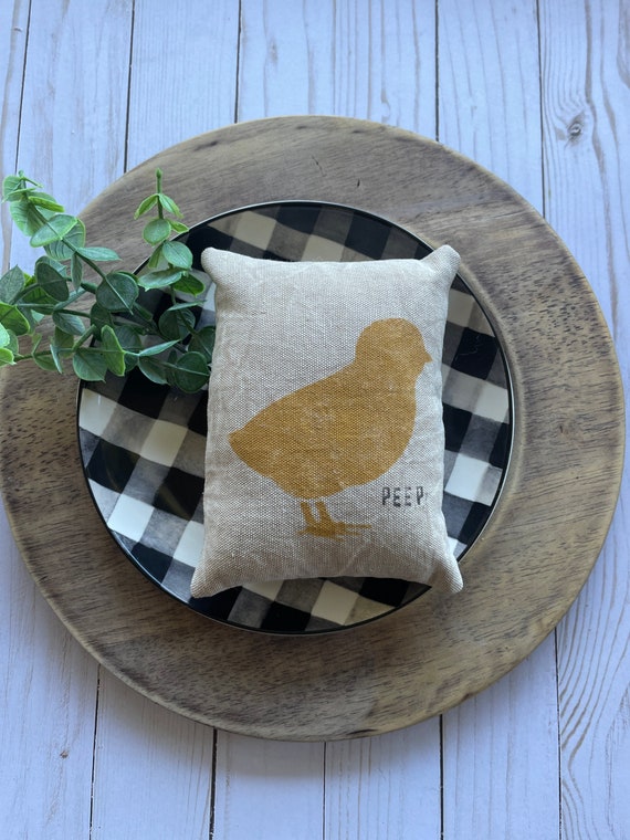 Easter chick pillow for tiered tray, Spring Chick, Easter decor, Farmhouse Easter decor, Farmhouse Spring decor, Prim Chick, chicken pillow