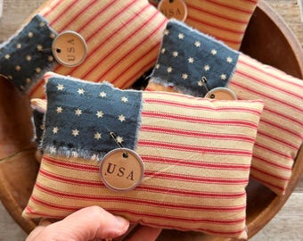 American Flag pillow for tiered tray, 4th of July Decor, Independence Day, Americana decor, Primitive Americana, Americana tiered tray, USA