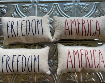 4th of July decor for tiered tray, Patriotic decor, Americana pillows, dough bowl fillers , Primitive Americana, Americana pillow tuck, USA