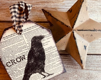 Crow decor, Raven, wood crow hanger, fall decor, farmhouse crow, rustic fall decor, primitive crow, crows,  Primitive wood crow, Harvest