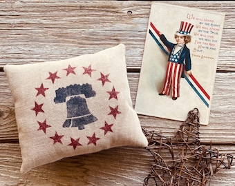 Liberty bell pillow tuck, 4th of July decor for tiered tray, Primitive Americana decoration, Farmhouse 4th of July decor, Liberty Bell, USA