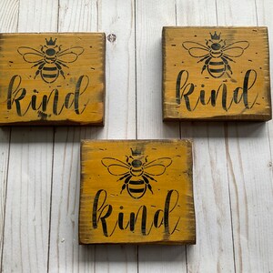 Bee Block Sign Bee Kind Honey Bee Sign, Honey Bee Sign for Tiered Tray, Honey Bee ...