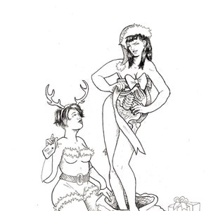 Holiday Skeleton Pinup Stationary Card Set, Queer, Christmas, Nan cran, lgbtq, lesbian