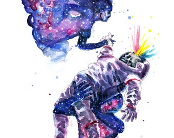 Pans in Space Print. Bisexual art, queer, lgbtq, space, NanCran