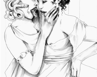 Medusa Print. Lesbian art, queer, lgbtq, NanCran
