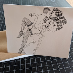 Skeleton Pinup Stationary Card Set, Queer, nancran, lgbtq, lesbian