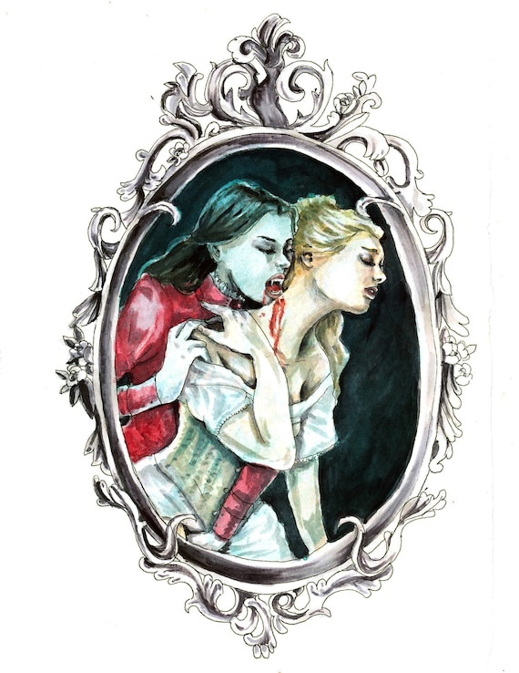 Vampire Girlfriends Print. Lesbian art, queer, lgbtq, Carmilla, NanCran