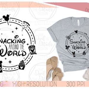 Snacking Around the World - Happy Mouse World - SVG PNG, Vector Files - Cricut Silhouette Files - Instant Download Files