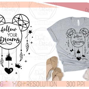 Podążaj za swoimi marzeniami - Łapacz snów - BOHO Boho - SVG PNG, pliki wektorowe - Pliki sylwetki Cricut - Pliki do natychmiastowego pobrania