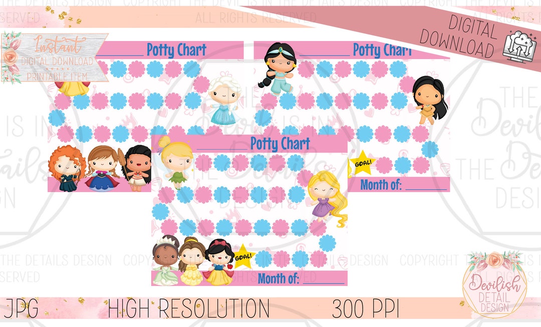 Fairytale Princess Potty Training Chart DIY Digital Design - Etsy