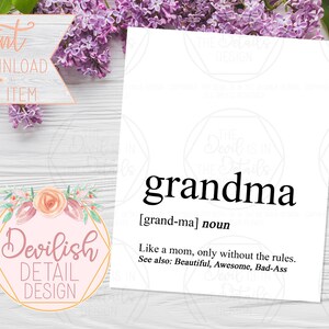 Funny Definition of a Grandma - Mother&#39;s Day Gift - Printable