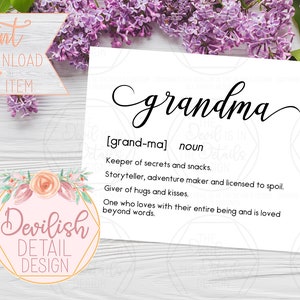Sweet Definition of a Grandma - Mother&#39;s Day Gift - Printable