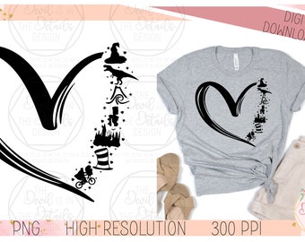 Minimalist Theme Park Heart - SVG PNG, Vector Files - Cricut Silhouette Files - Instant Download Files