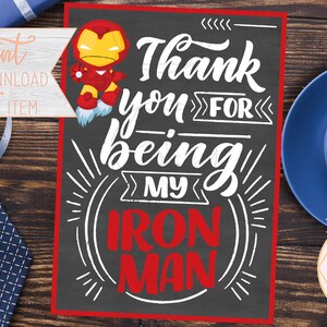 Grazie per essere il mio Iron Man - Simpatico biglietto di auguri piatto per la festa del papà - Stampabile