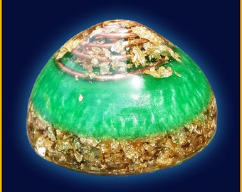 Green and Gold Flake Orgone Healing Dome