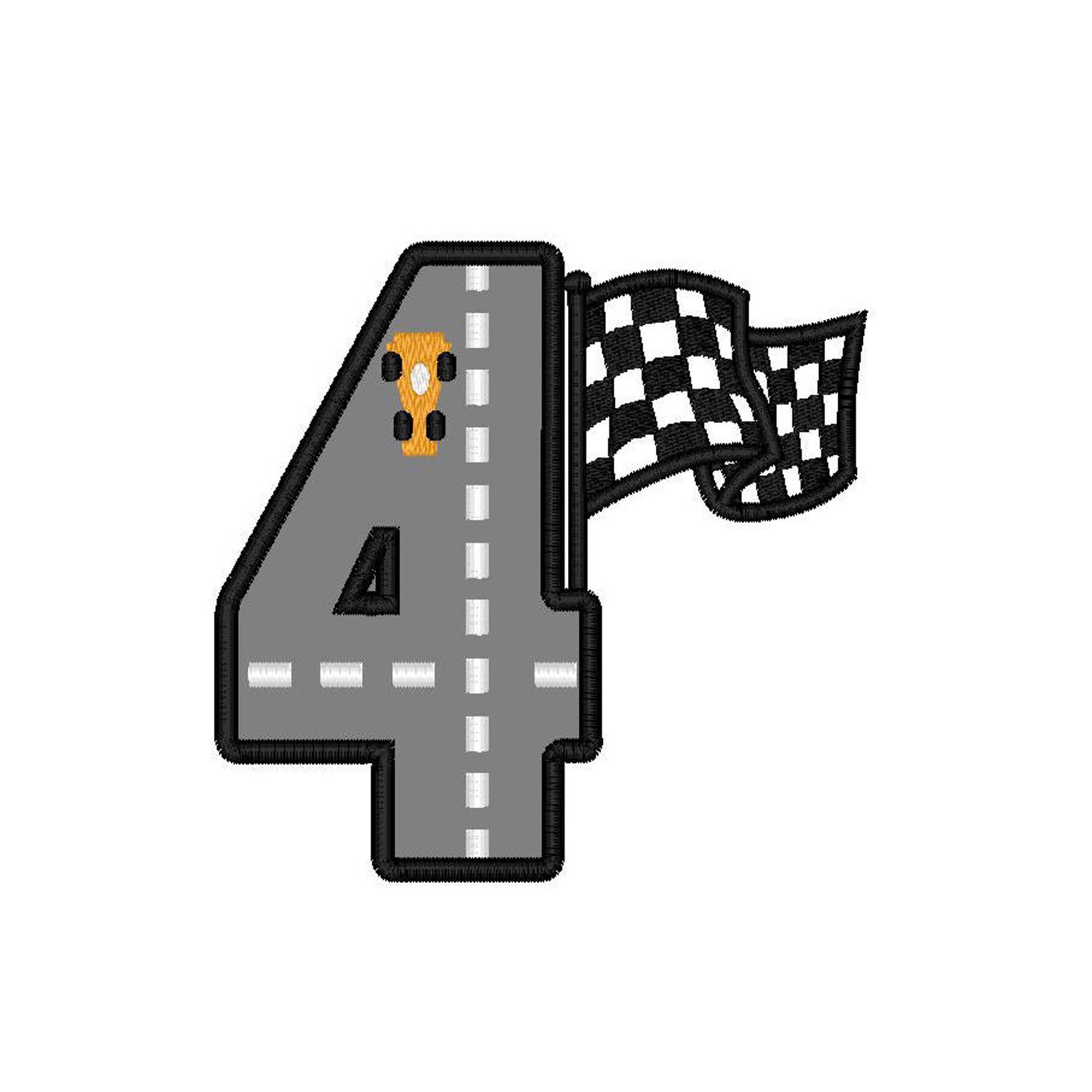 Race Track Number 4 Applique Machine Embroidery Design Etsy UK