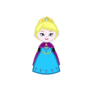 Elsa Frozen Cute Princess applique machine embroidery design- 3 sizes 4x4&quot;, 5x7&quot;, 6x10&quot;