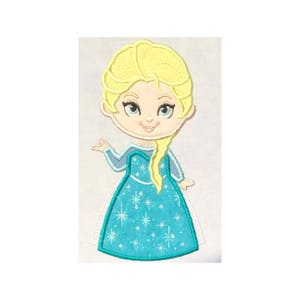 Elsa Frozen Cute Princess applique machine embroidery design- 3 sizes 4x4&quot;, 5x7&quot;, 6x10&quot;