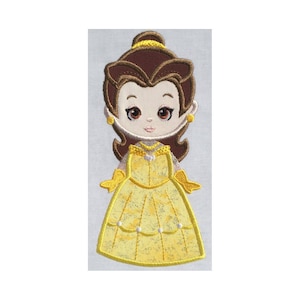 Belle Beauty and the Beast Cute Princess applique machine embroidery design- 3 sizes 4x4&quot;, 5x7&quot;, 6x10&quot;