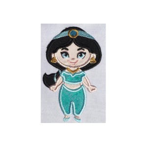 Jasmine Aladdin Cute Princess applique machine embroidery design- 3 sizes 4x4&quot;, 5x7&quot;, 6x10&quot;