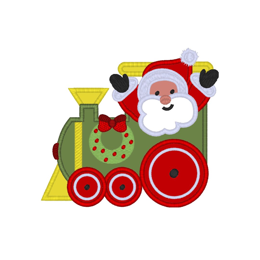 Assembly Line Santa Christmas Train Santa Applique Machine Embroidery Design- 3 Sizes 4x4 ...