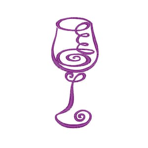 Wine glass 4 machine embroidery design- 1 size for 5x7" hoop