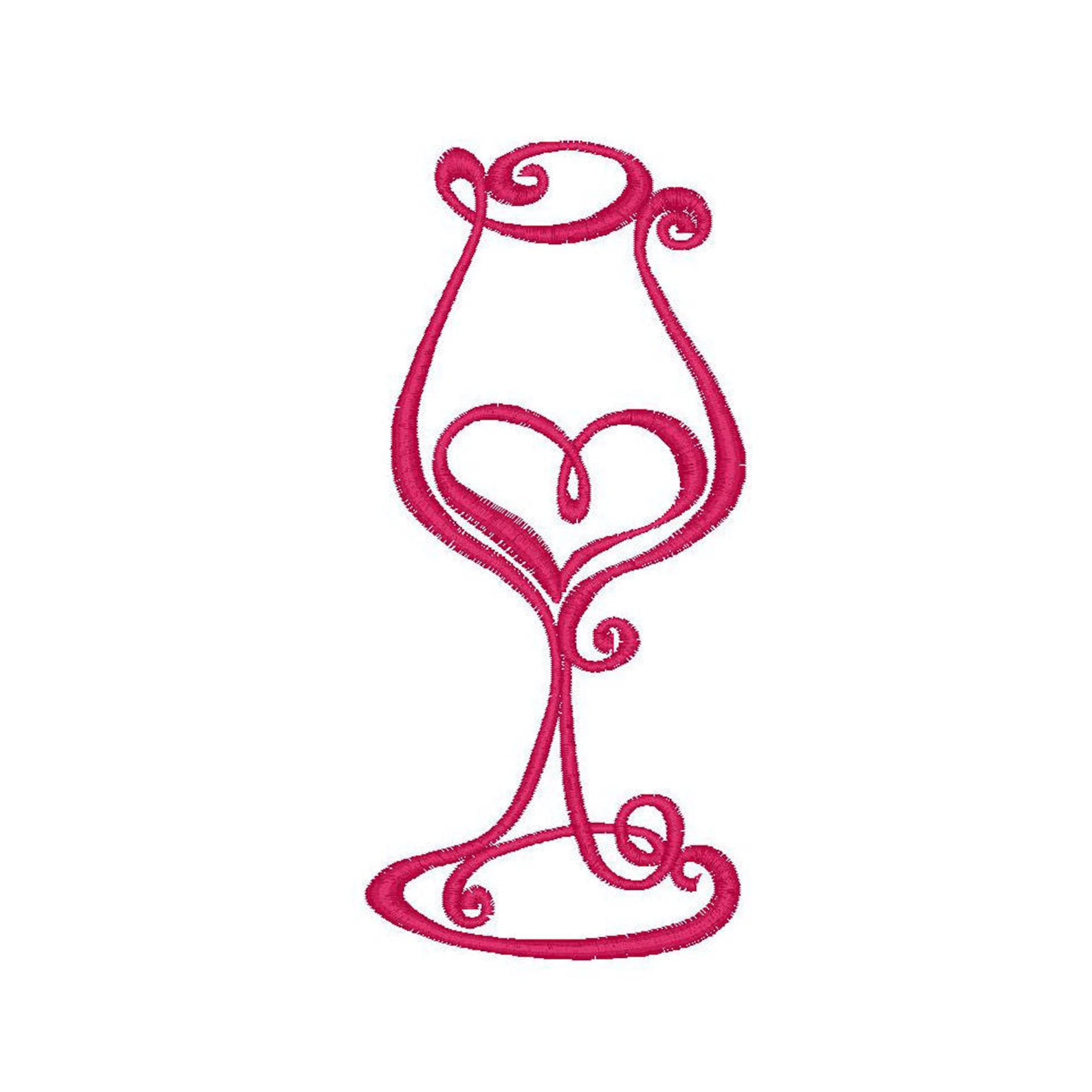 Wine Glass 3 Machine Embroidery Design 1 Size for 5x7 Etsy