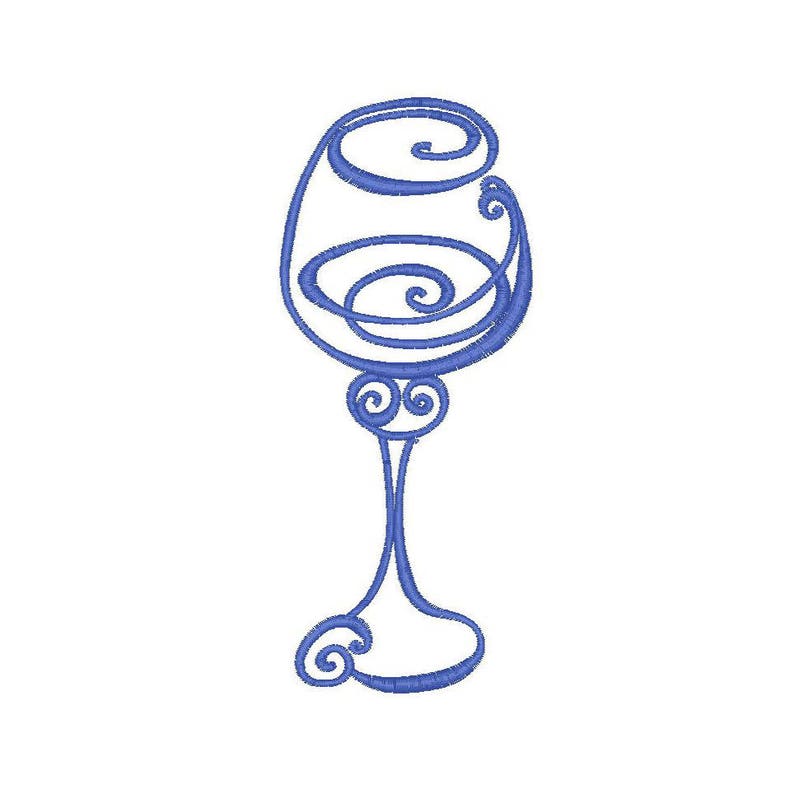 Wine Glass 2 Machine Embroidery Design 1 Size for 5x7 Etsy