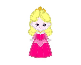 Sleeping Beauty Aurora Cute Princess applique machine embroidery design- 3 sizes 4x4", 5x7", 6x10"