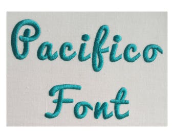 Pacifico machine embroidery font- 1 Inch Size- BX file included