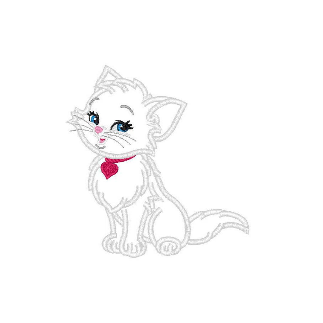 Pretty Cat Applique Machine Embroidery Design- 3 Sizes 4x4", 5x7", 6x10 ...