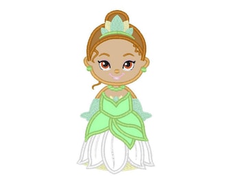 Tiana Princess applique machine embroidery design- 3 sizes 4x4", 5x7", 6x10"