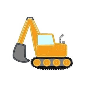 Construction Digger applique machine embroidery design- 3 sizes 4x4&quot;, 5x7&quot;, 6x10&quot;