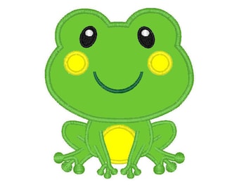Frog applique machine embroidery design- 3 sizes 4x4", 5x7", 6x10"