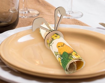 Easter Bunny Napkin Rings, Wooden Rabbit Table setting Set of 6